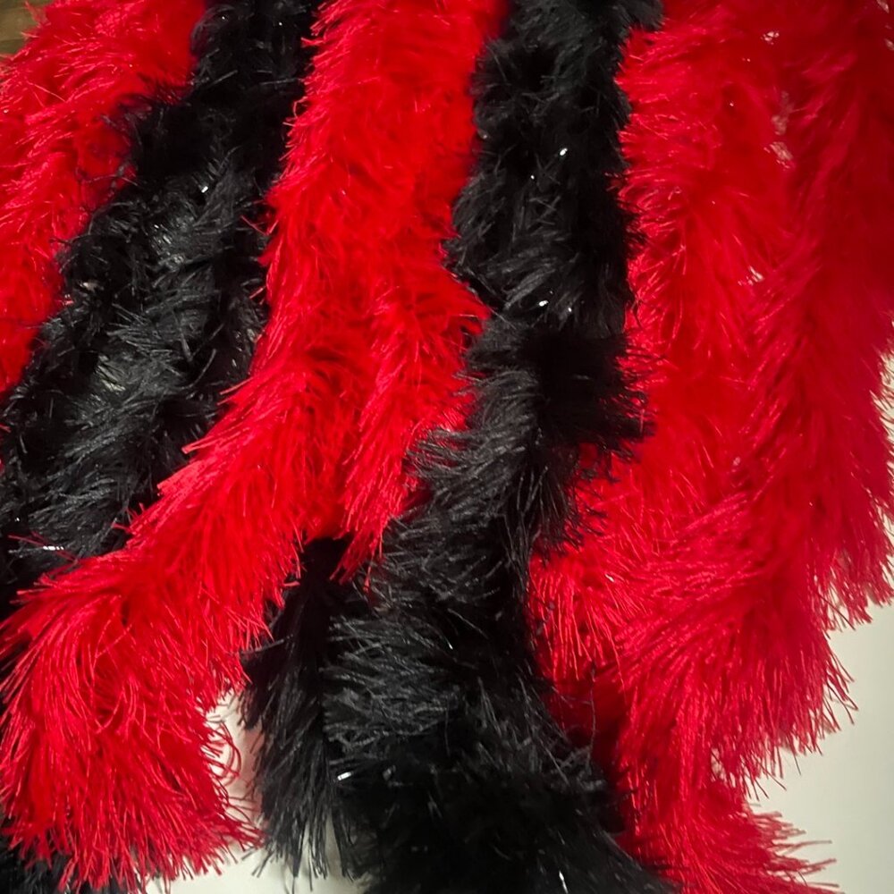 5 Red & Black Feather Boas